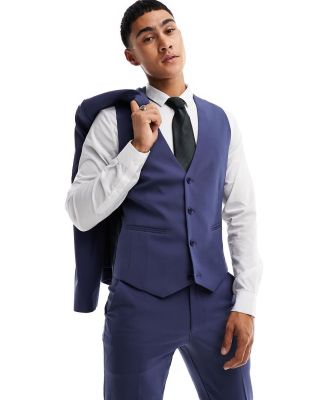 ASOS DESIGN skinny suit waistcoat in dark blue