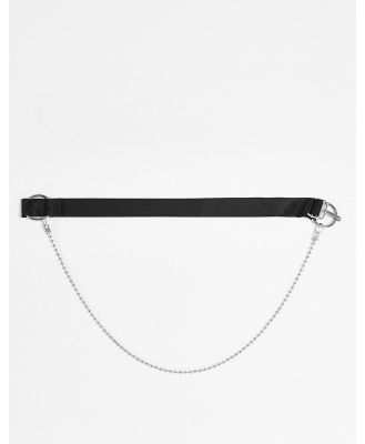 ASOS DESIGN skinny webbing belt with chain and clip fastening in black