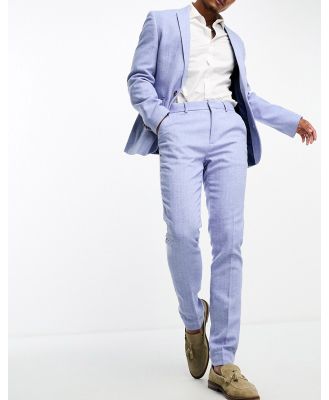 ASOS DESIGN skinny wool mix suit pants in pastel blue herringbone