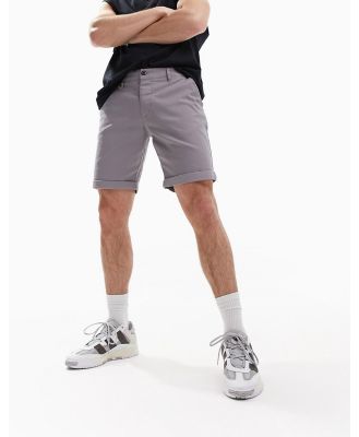 ASOS DESIGN slim chino shorts in mid length in light grey