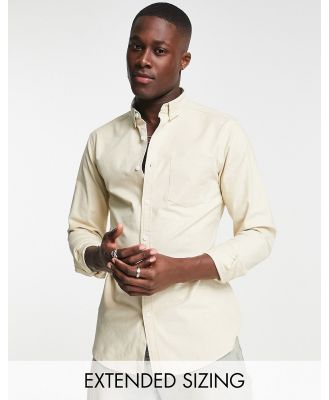 ASOS DESIGN slim fit oxford shirt in light stone-Neutral