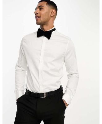 ASOS DESIGN slim fit sateen dress shirt in white