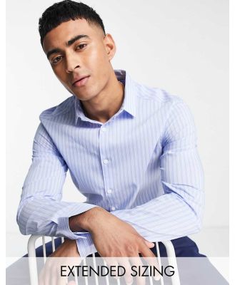 ASOS DESIGN slim fit stripe work shirt in light blue