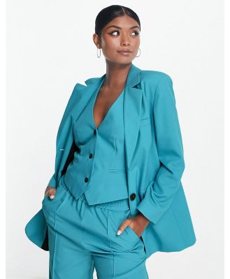ASOS DESIGN slim straight suit blazer in peacock-Blue