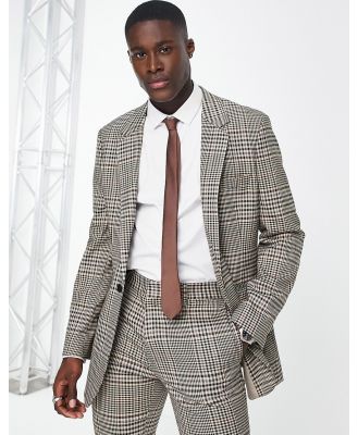ASOS DESIGN slim suit jacket in brown vintage check