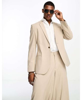 ASOS DESIGN slim suit jacket in stone-Neutral