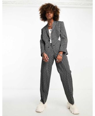 ASOS DESIGN slim suit jacket with cut out detail in black and white stripe