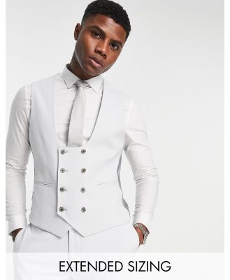 ASOS DESIGN slim suit waistcoat in ice grey micro texture