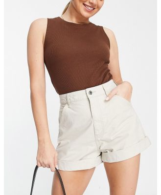 ASOS DESIGN slouchy mom shorts in washed stone-Neutral