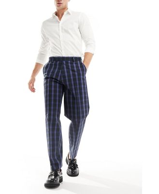 ASOS DESIGN smart oversized tapered pants in blue check