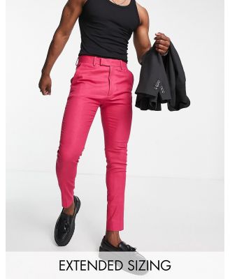 ASOS DESIGN smart skinny linen-mix pants in bright pink