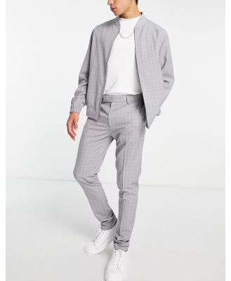 ASOS DESIGN smart skinny pants in grey grid check (part of a set)