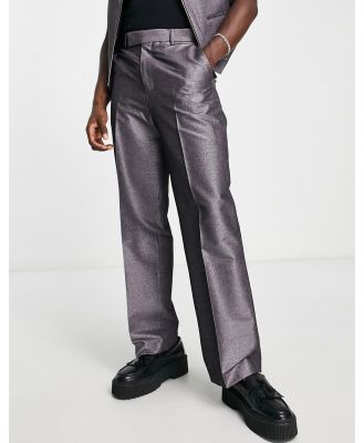 ASOS DESIGN smart wide leg pants in shimmer texture in silver (part of a set)