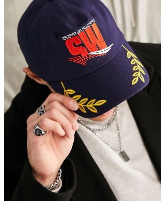 ASOS DESIGN soft baseball cap with peak embroidery in navy