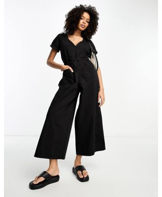 ASOS DESIGN soft denim jumpsuit in black