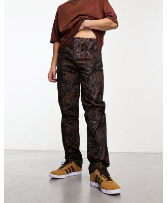 ASOS DESIGN straight chinos in brown camo print