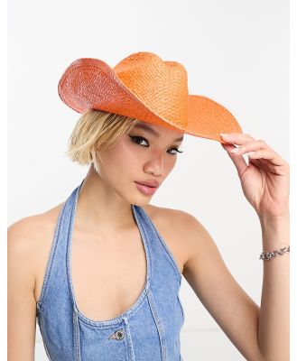 ASOS DESIGN straw cowboy hat with size adjuster in orange