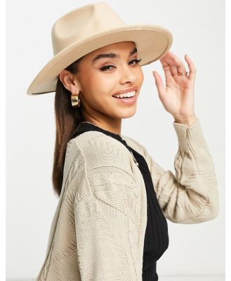ASOS DESIGN structured fedora with size adjuster in stone-Neutral