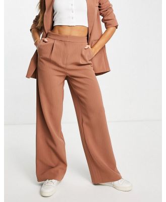 ASOS DESIGN suit pants in camel pinstripe-Multi