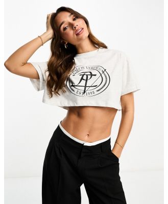 ASOS DESIGN super crop t-shirt with Los Angeles graphic in ice marl-Multi
