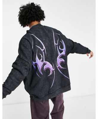 ASOS DESIGN super oversized sweatshirt in black acid wash with back print