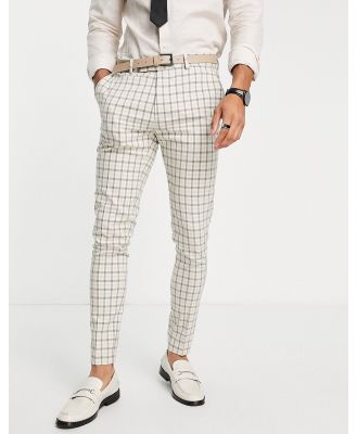 ASOS DESIGN super skinny mix and match suit pants in stone gingham-Neutral