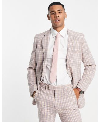 ASOS DESIGN super skinny suit jacket in pastel pink and blue micro check