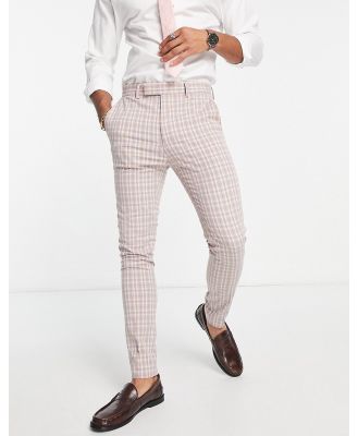 ASOS DESIGN super skinny suit pants in pastel pink and blue micro check