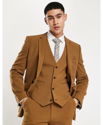 ASOS DESIGN super skinny suit waistcoat in tobacco-Brown