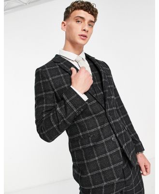 ASOS DESIGN super skinny wool mix suit jacket in black and charcoal windowpane check