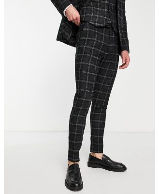 ASOS DESIGN super skinny wool mix suit pants in black and charcoal windowpane check
