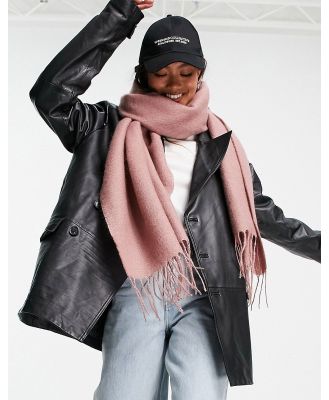 ASOS DESIGN supersoft scarf with tassels in dusty pink