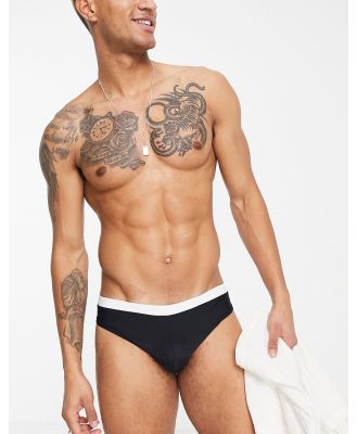 ASOS DESIGN swim briefs with contrast white tipping in black