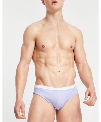 ASOS DESIGN swim briefs with contrast white tipping in pastel blue
