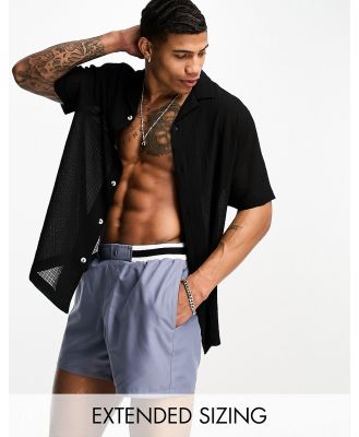 ASOS DESIGN swim shorts in short length with smart styling in charcoal-Grey