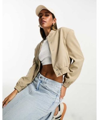 ASOS DESIGN tailored bomber jacket with strong shoulder in camel-Neutral