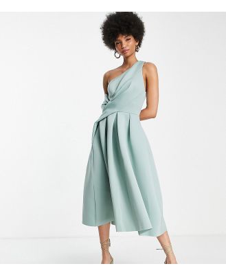 ASOS DESIGN Tall bare shoulder prom midi dress in frosty sage-Green