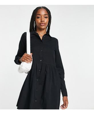 ASOS DESIGN Tall cotton mini smock shirt dress in black