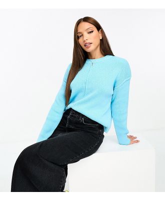 ASOS DESIGN Tall crew neck boxy jumper with seam front in blue