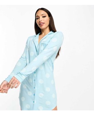 ASOS DESIGN Tall exclusive viscose spot sleep shirt in blue