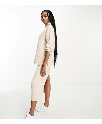 ASOS DESIGN Tall knitted midi skirt in oatmeal (part of a set)-Neutral