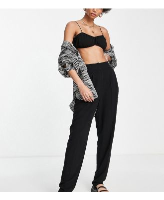 ASOS DESIGN Tall linen soft tapered mom pants in black