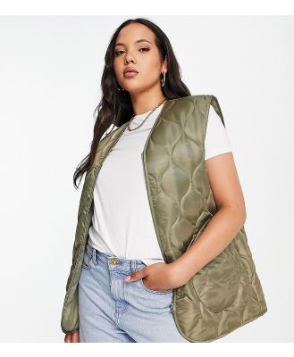 ASOS DESIGN Tall nylon onion quilted vest in khaki-Brown