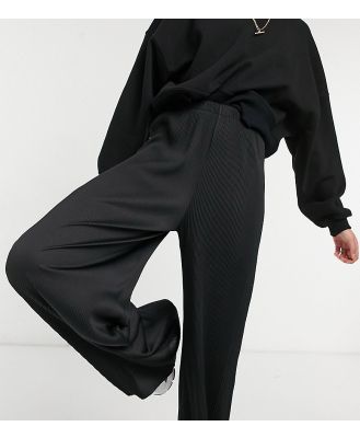 ASOS DESIGN Tall plisse wide leg pants in black