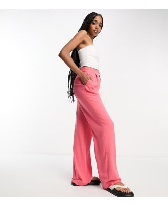 ASOS DESIGN Tall relaxed pants with linen in coral-Orange