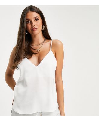 ASOS DESIGN Tall satin cami with wrap back detail in ivory-White