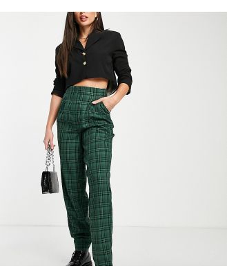 ASOS DESIGN Tall soft slouch mom pants in green check
