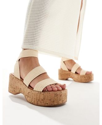 ASOS DESIGN Tangle elasticated chunky wedges in natural-Neutral