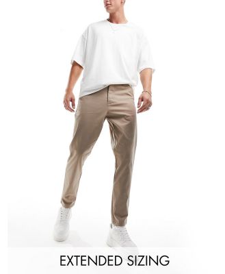 ASOS DESIGN tapered chinos in stone-Neutral