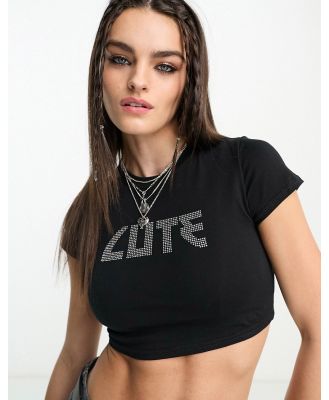 ASOS DESIGN tee with cute hot fix graphic in black